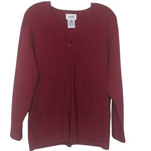 Vintage Tabi International Red cardigan Pure New Wool sweater size Medium